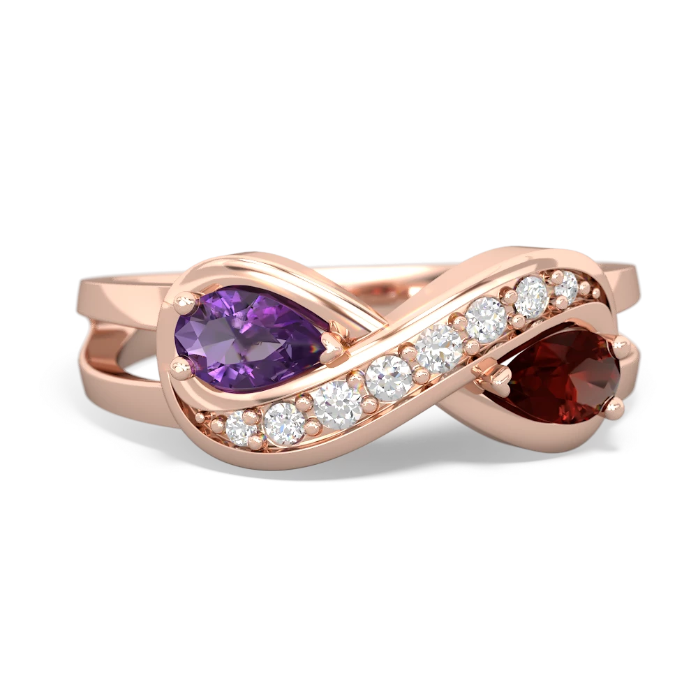 Amethyst Diamond Infinity 14K Rose Gold ring R5390