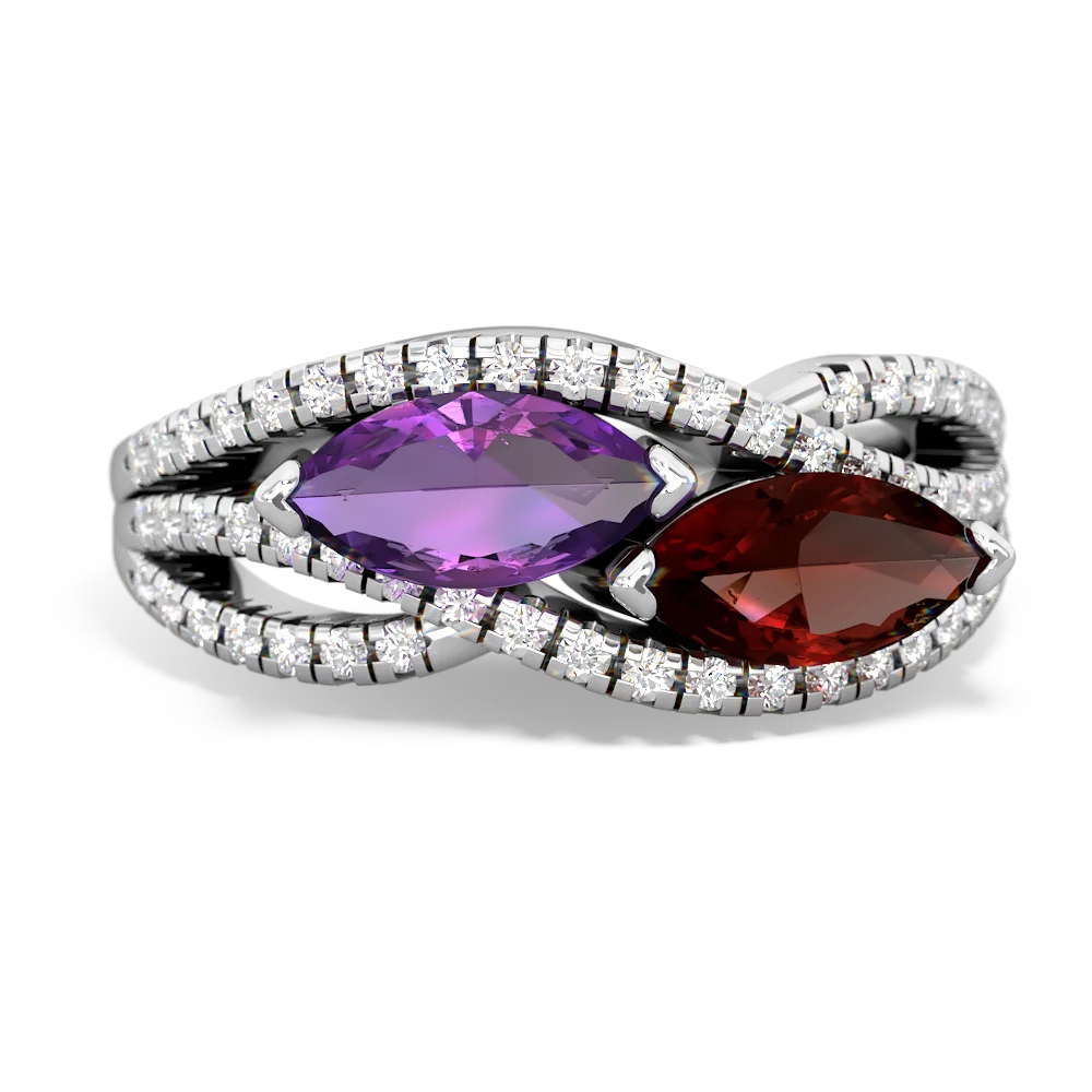 Amethyst Diamond Rivers 14K White Gold ring R3070