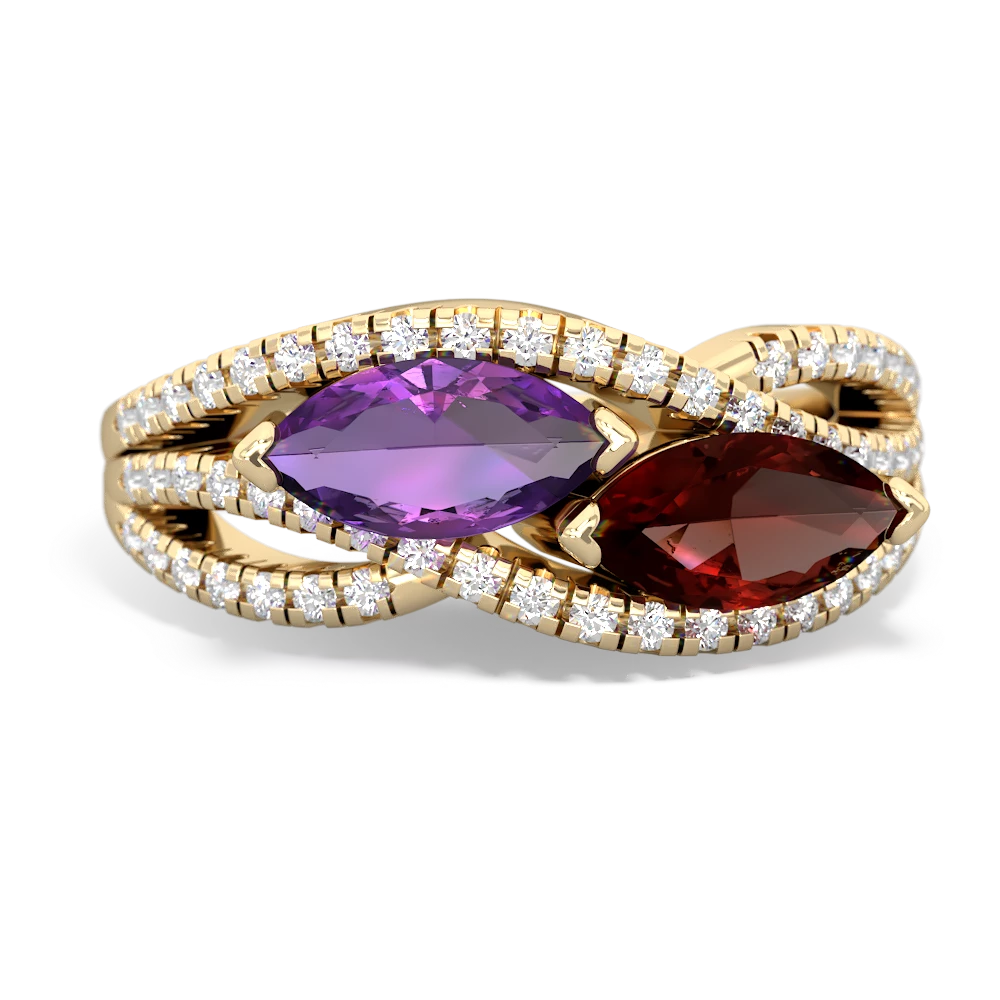 Amethyst Diamond Rivers 14K Yellow Gold ring R3070