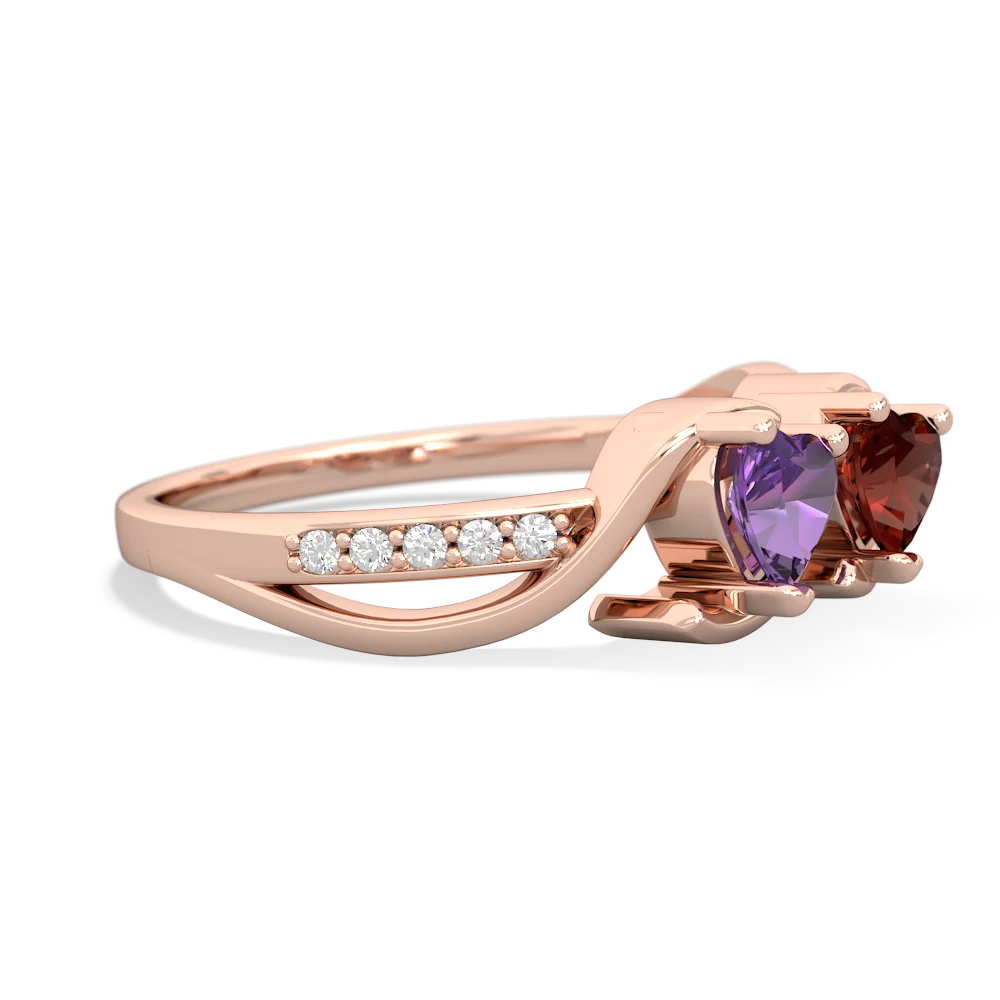 Amethyst Side By Side 14K Rose Gold ring R3090