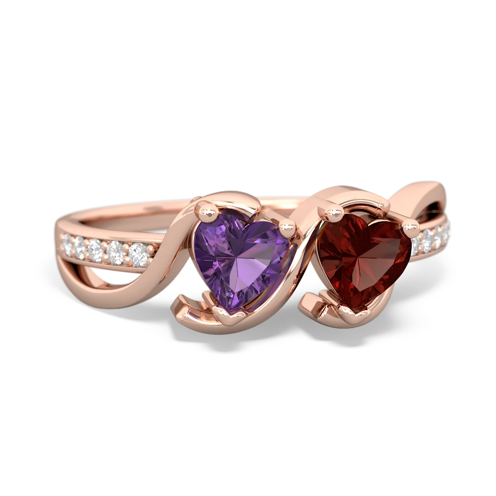 Amethyst Side By Side 14K Rose Gold ring R3090