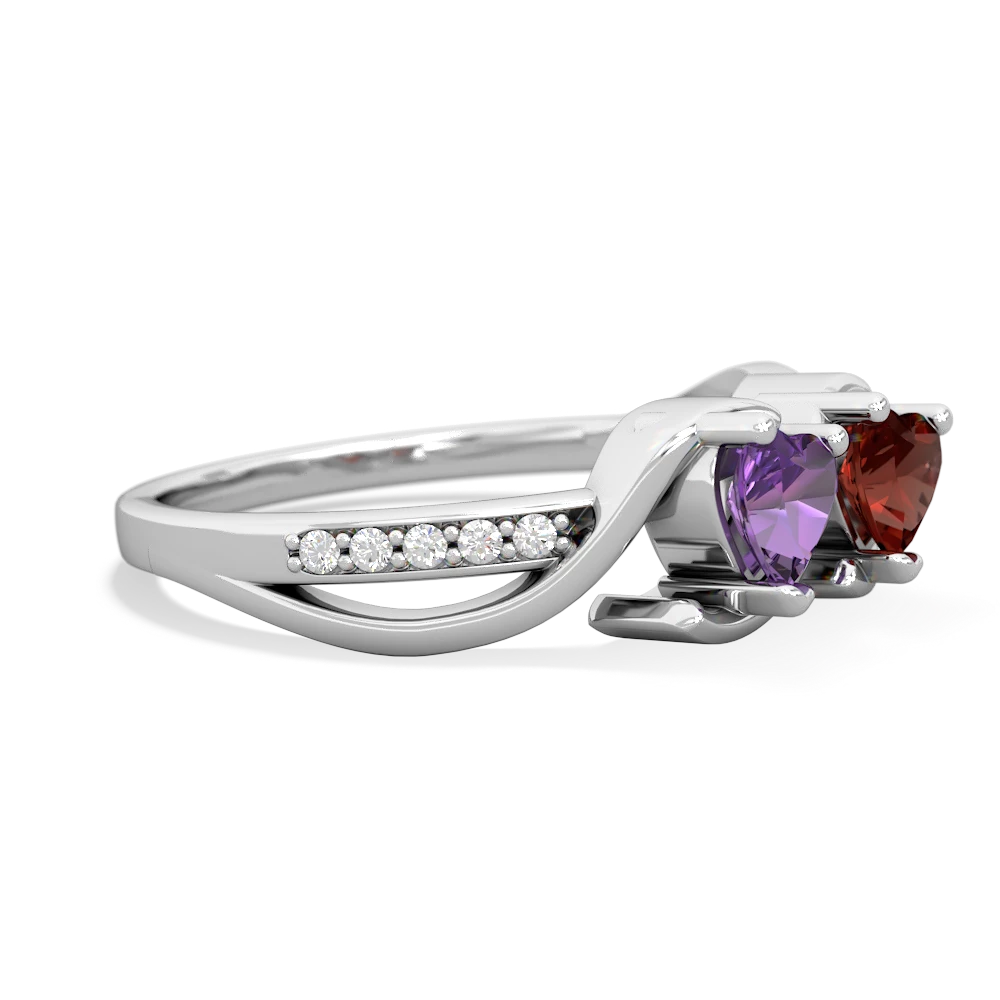 Amethyst Side By Side 14K White Gold ring R3090