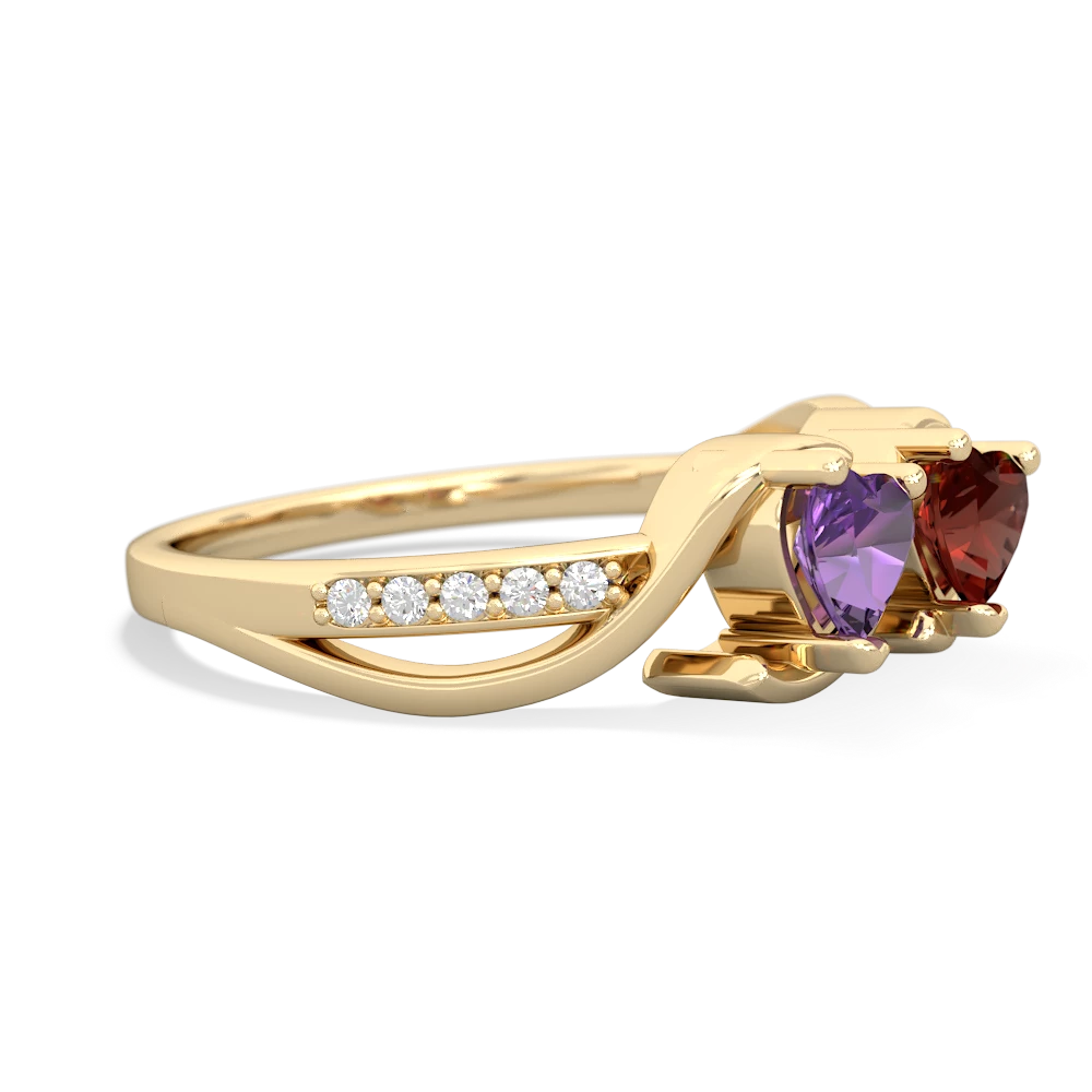 Amethyst Side By Side 14K Yellow Gold ring R3090