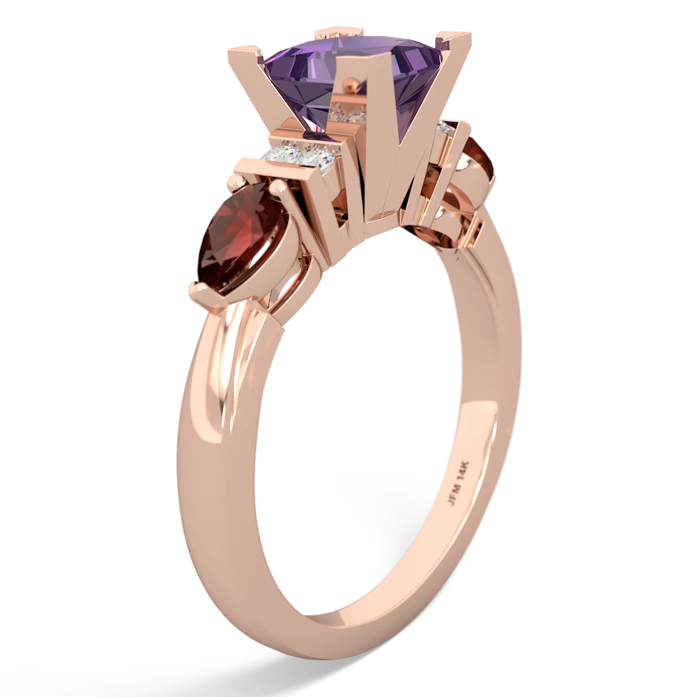 Amethyst 6Mm Princess Eternal Embrace Engagement 14K Rose Gold ring C2002