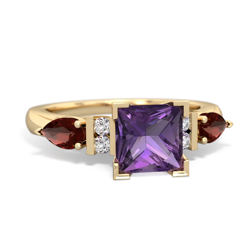 Amethyst 6Mm Princess Eternal Embrace Engagement 14K Yellow Gold ring C2002