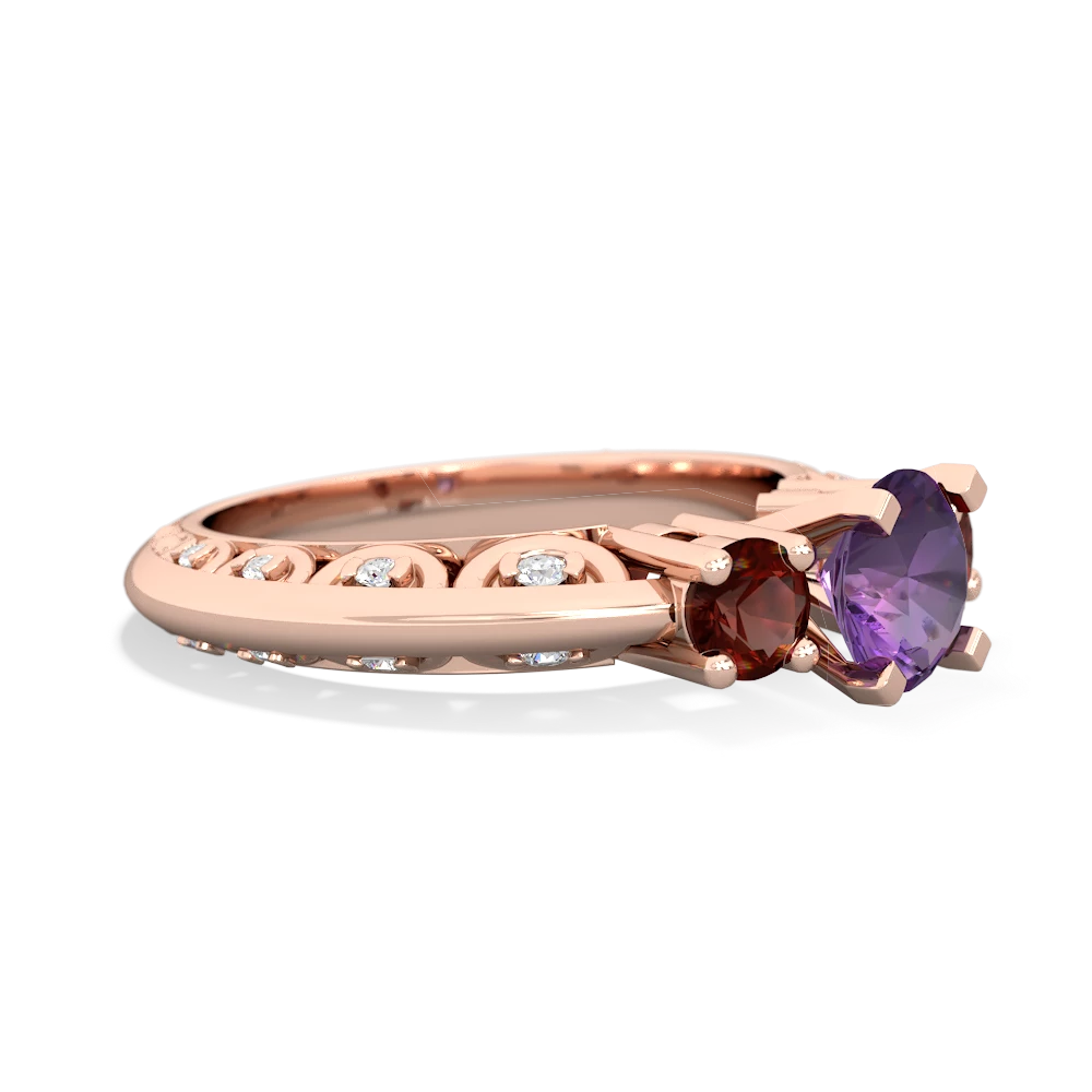 Amethyst Art Deco Eternal Embrace Engagement 14K Rose Gold ring C2003