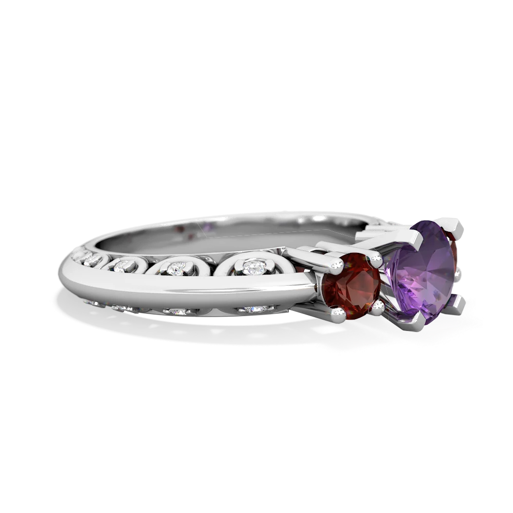 Amethyst Art Deco Eternal Embrace Engagement 14K White Gold ring C2003