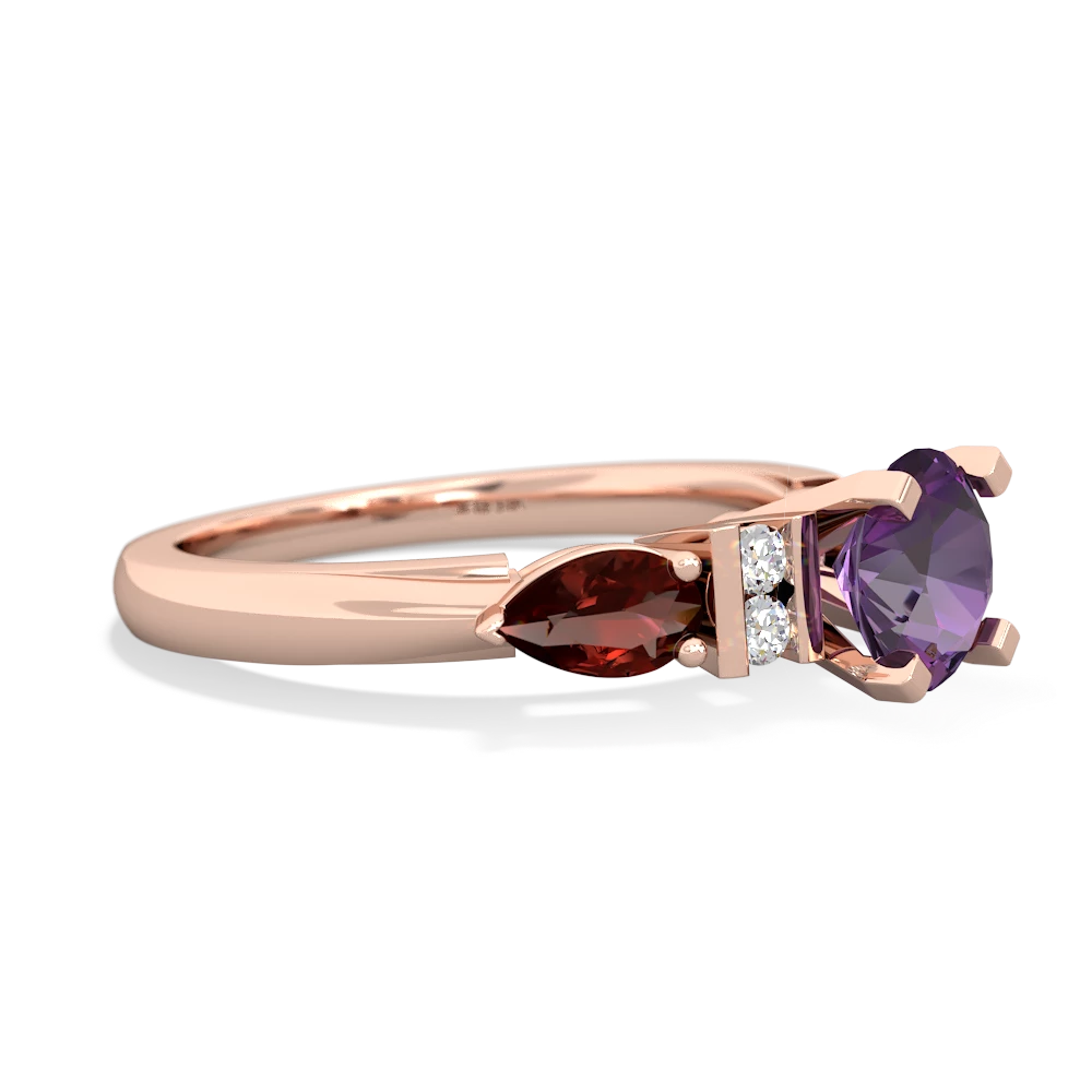 Amethyst 6Mm Round Eternal Embrace Engagement 14K Rose Gold ring R2005