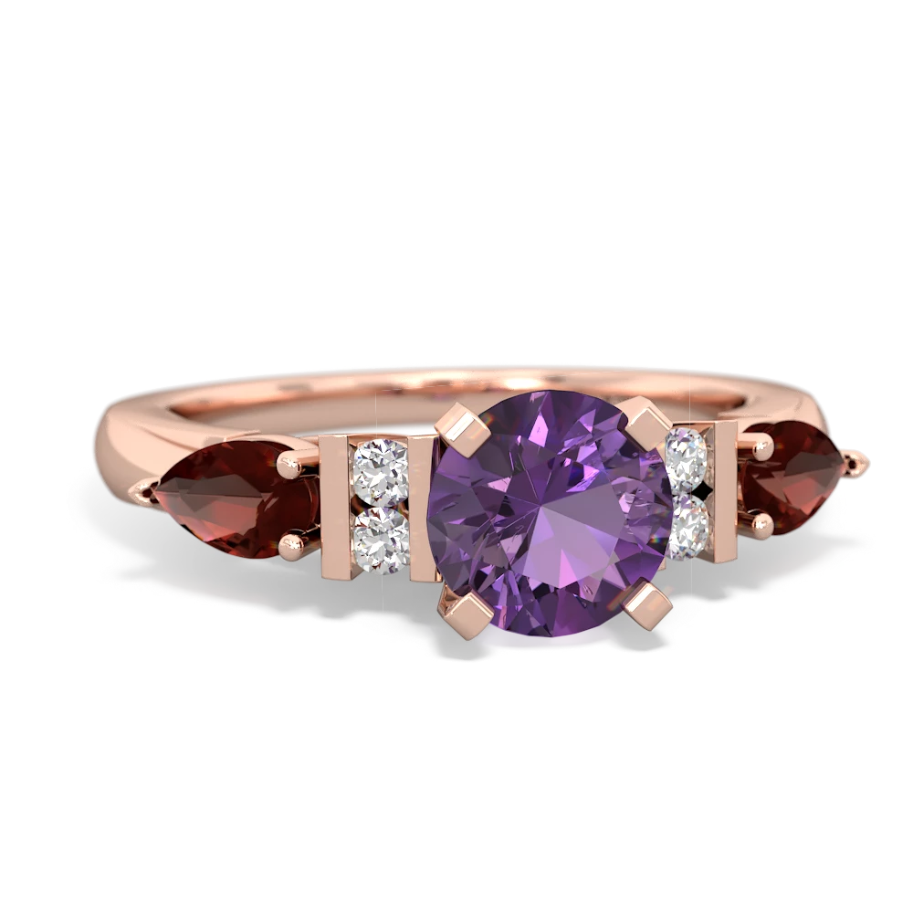 Amethyst 6Mm Round Eternal Embrace Engagement 14K Rose Gold ring R2005