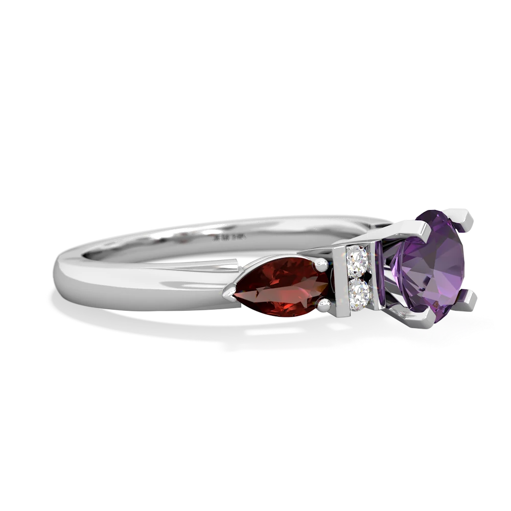 Amethyst 6Mm Round Eternal Embrace Engagement 14K White Gold ring R2005