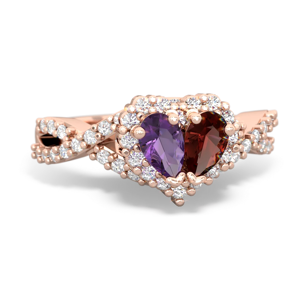 Amethyst Diamond Twist 'One Heart' 14K Rose Gold ring R2640HRT