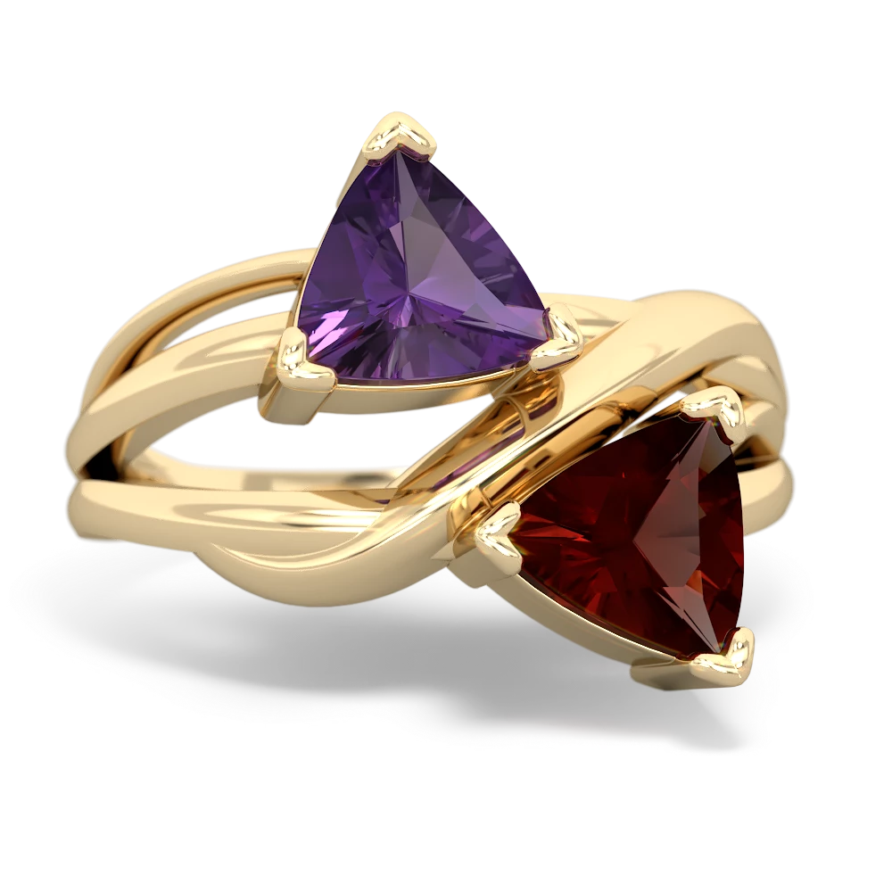 Amethyst Split Band Swirl 14K Yellow Gold ring R2341