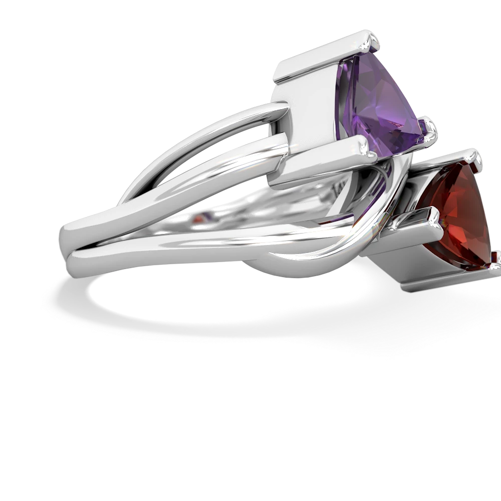 Amethyst Split Band Swirl 14K White Gold ring R2341