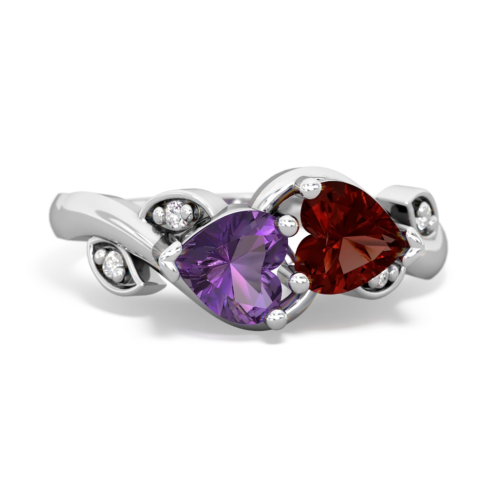 Amethyst Floral Elegance 14K White Gold ring R5790