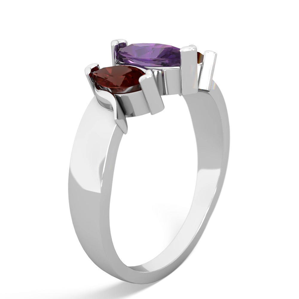 Amethyst Three Peeks 14K White Gold ring R2433