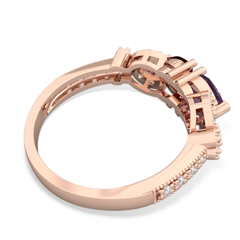 Amethyst Diamond Butterflies 14K Rose Gold ring R5601