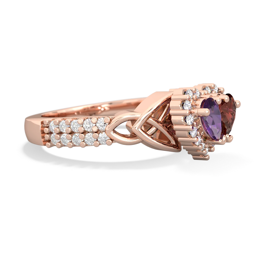 Amethyst Celtic Knot Two Hearts As One 14K Rose Gold ring R2644HRT