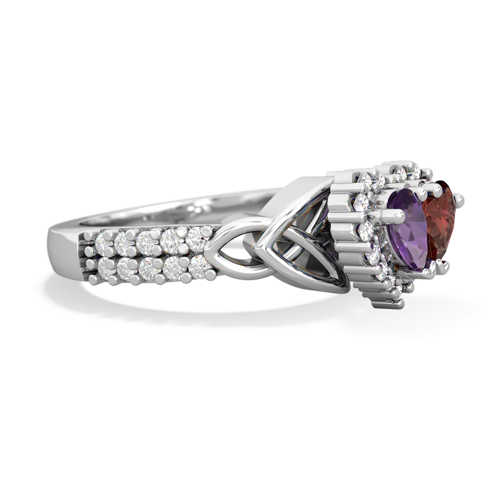 Amethyst Celtic Knot Two Hearts As One 14K White Gold ring R2644HRT