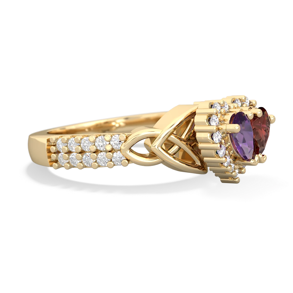 Amethyst Celtic Knot Two Hearts As One 14K Yellow Gold ring R2644HRT