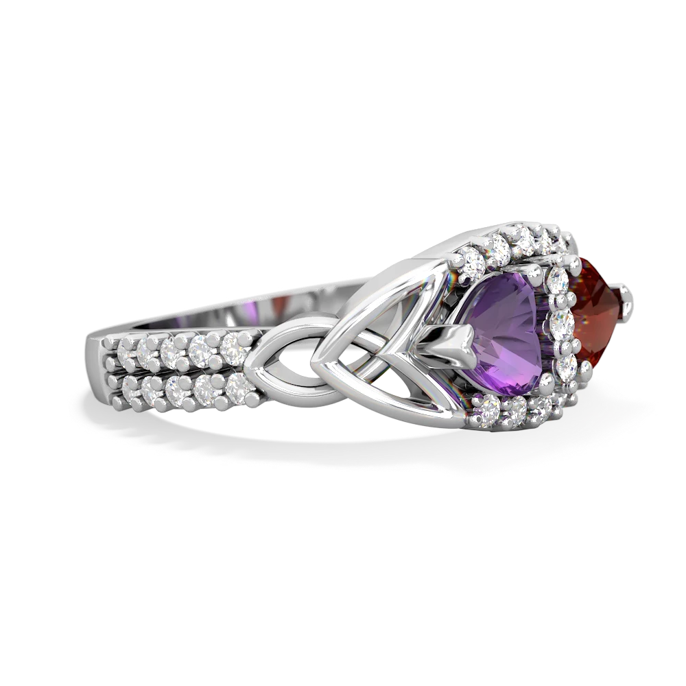 Amethyst Sparkling Celtic Knot 14K White Gold ring R2645