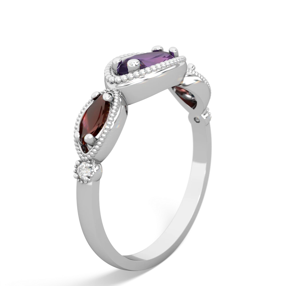 Amethyst Milgrain Marquise 14K White Gold ring R5700