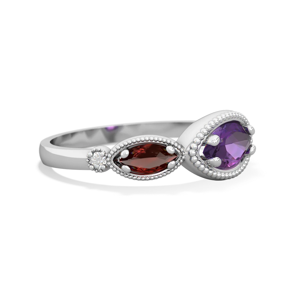 Amethyst Milgrain Marquise 14K White Gold ring R5700