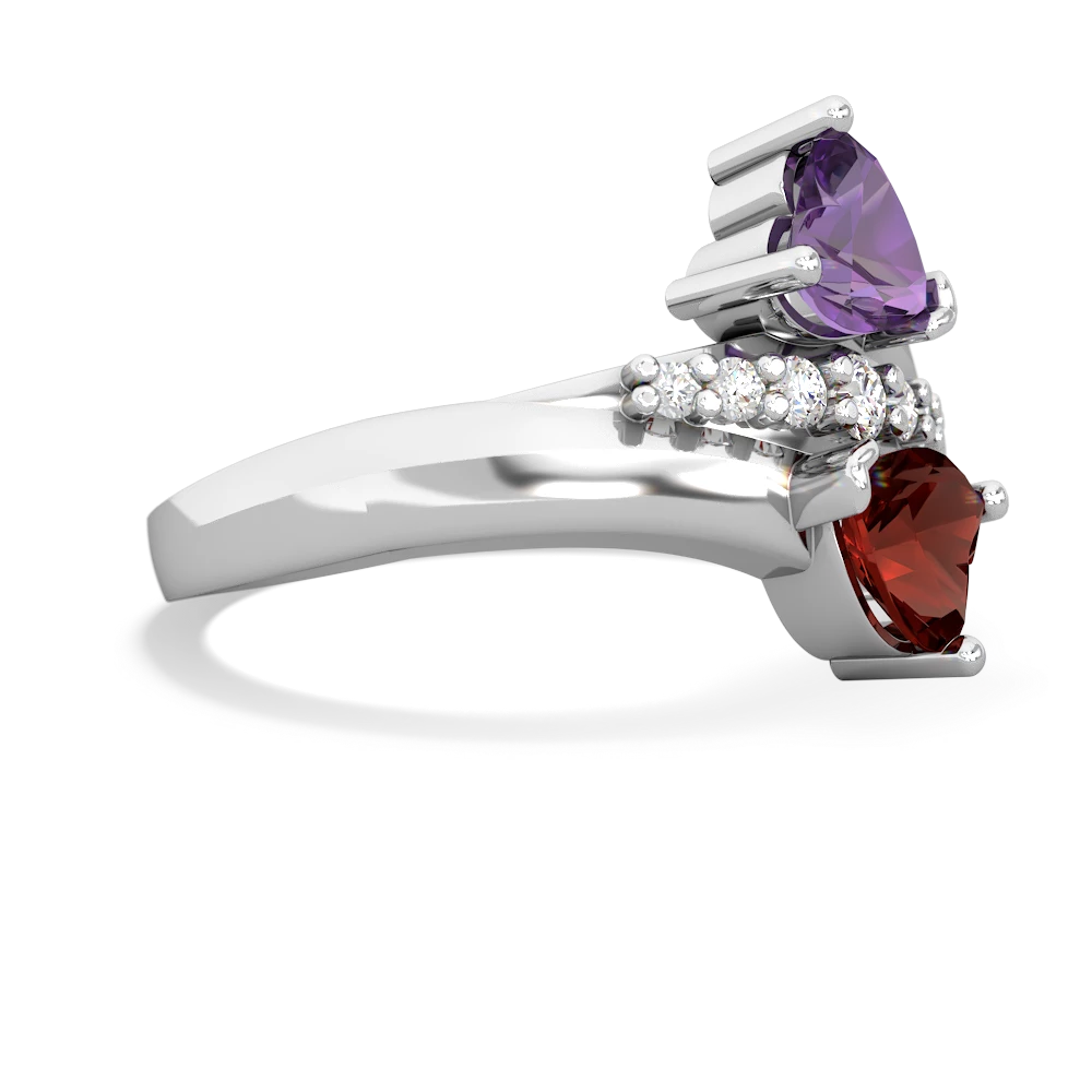 Amethyst Heart To Heart 14K White Gold ring R2064