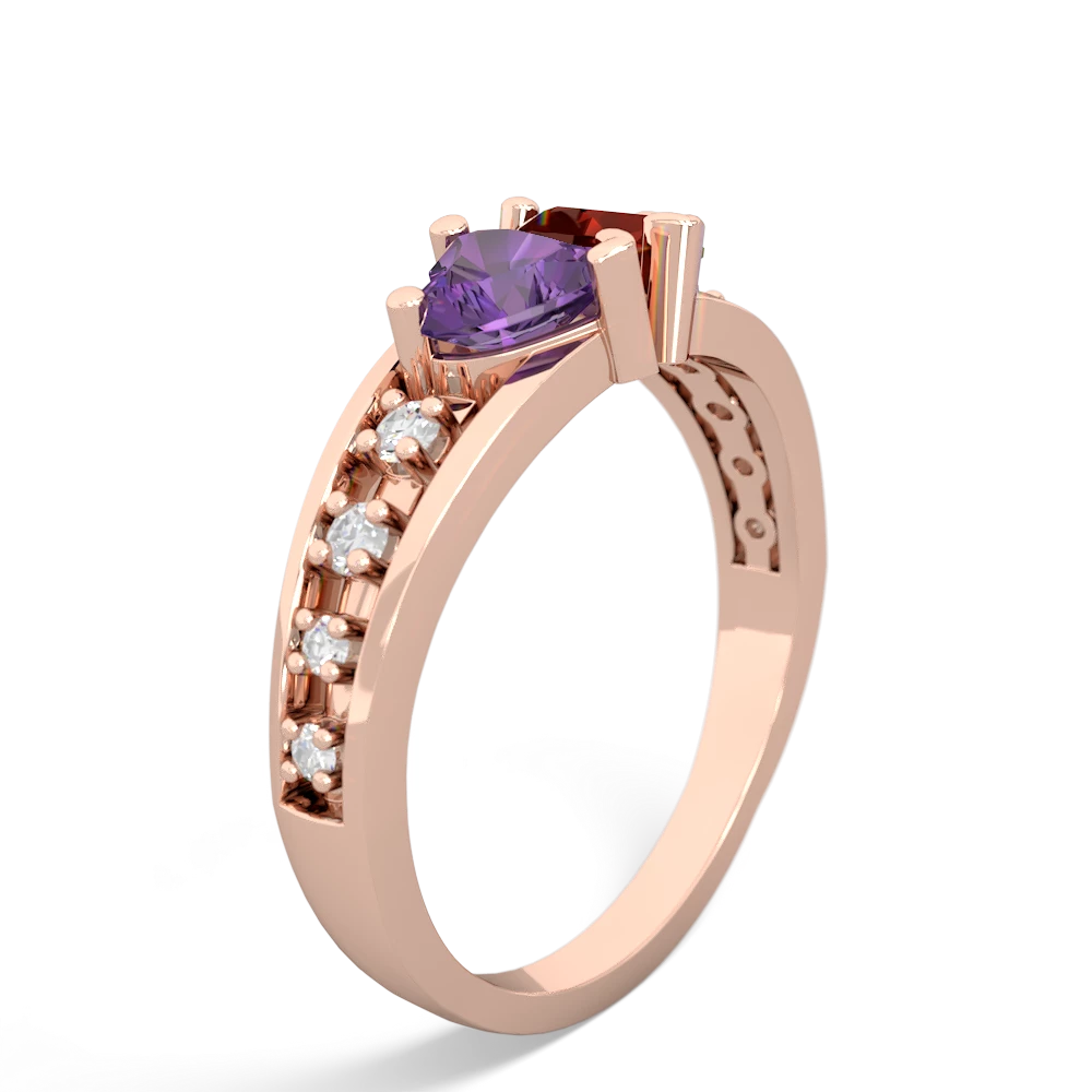 Amethyst Heart To Heart 14K Rose Gold ring R3342