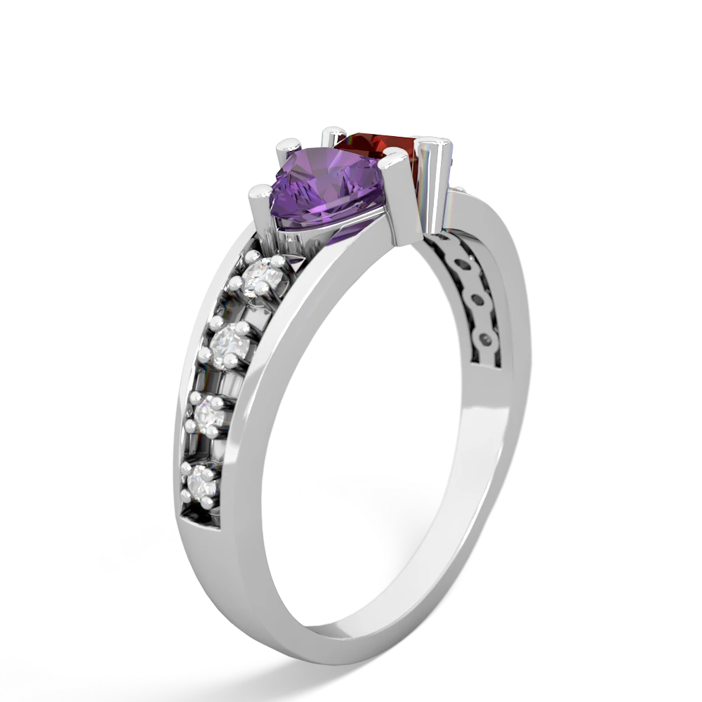 Amethyst Heart To Heart 14K White Gold ring R3342