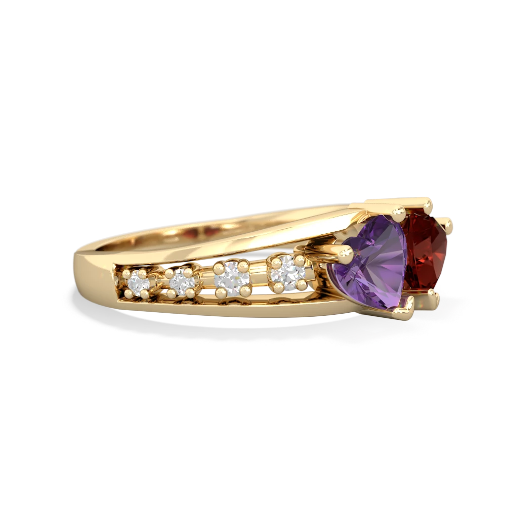 Amethyst Heart To Heart 14K Yellow Gold ring R3342