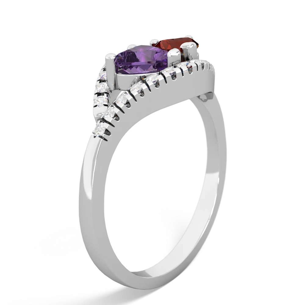 Amethyst Mother And Child 14K White Gold ring R3010