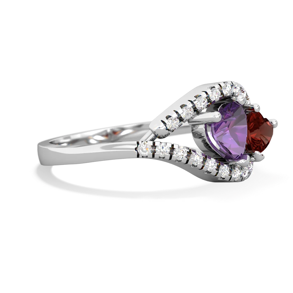 Amethyst Mother And Child 14K White Gold ring R3010