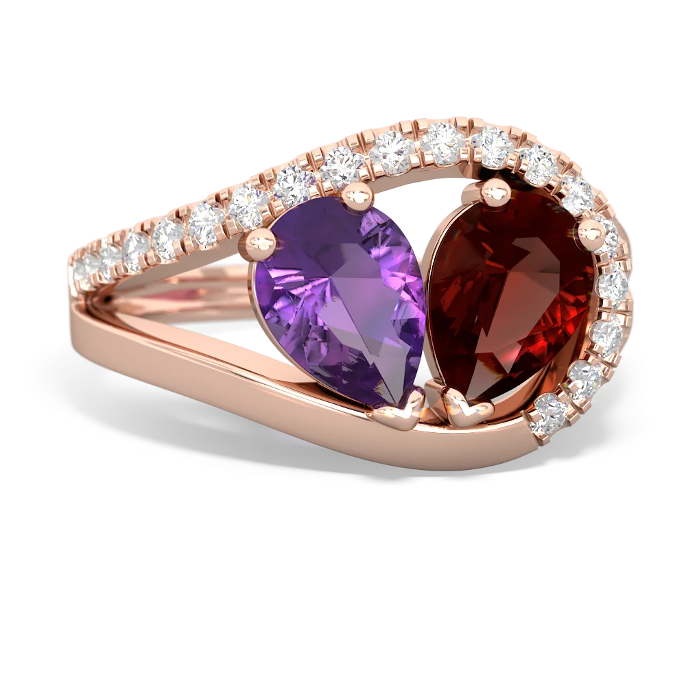 Amethyst Nestled Heart Keepsake 14K Rose Gold ring R5650