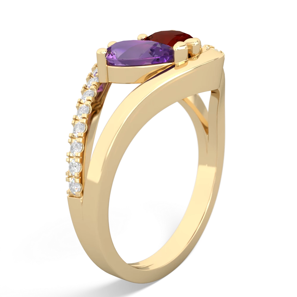 Amethyst Nestled Heart Keepsake 14K Yellow Gold ring R5650