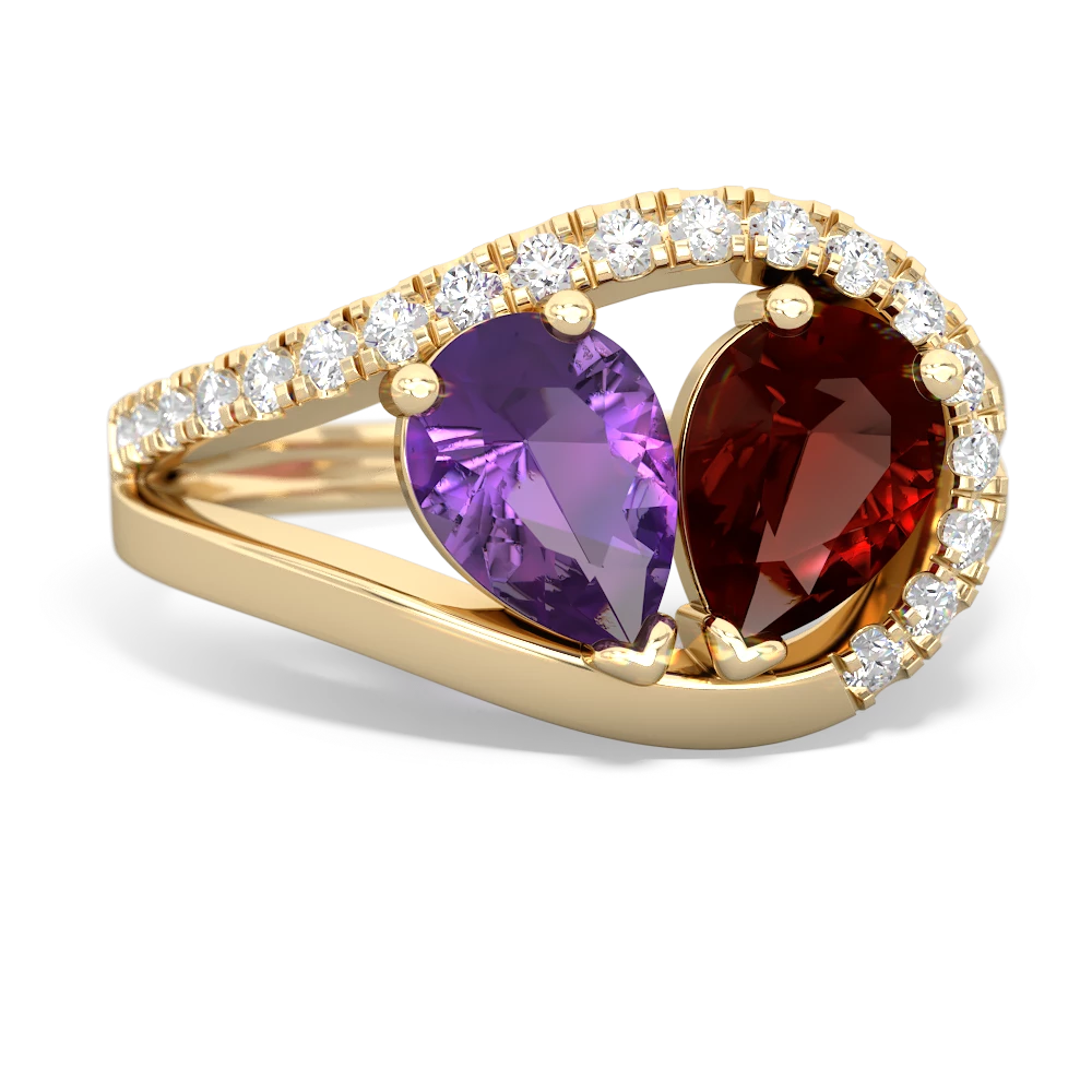 Amethyst Nestled Heart Keepsake 14K Yellow Gold ring R5650