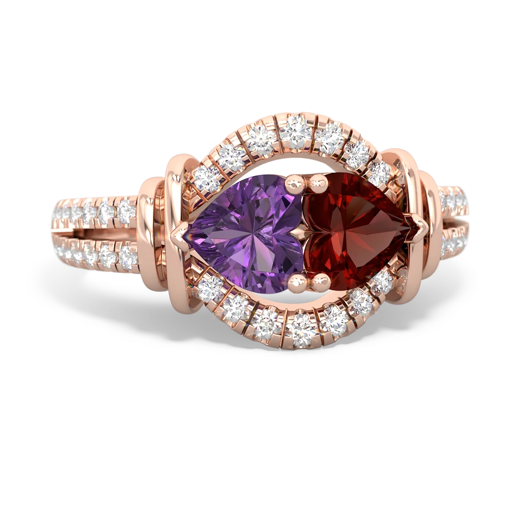 Amethyst Art-Deco Keepsake 14K Rose Gold ring R5630