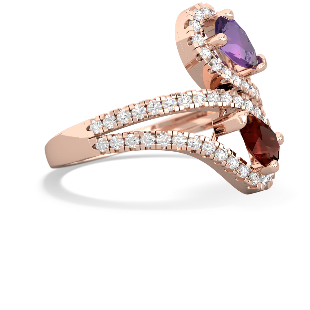 Amethyst Diamond Dazzler 14K Rose Gold ring R3000