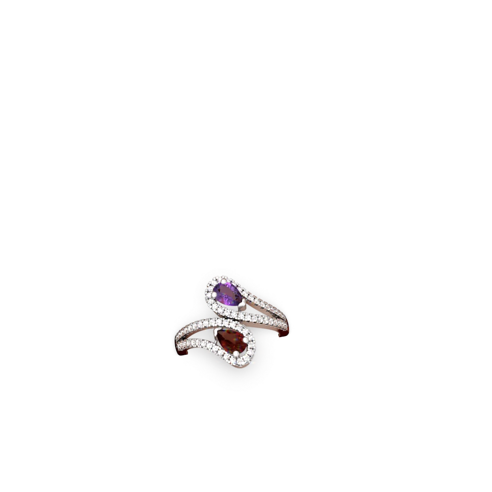 Amethyst Diamond Dazzler 14K White Gold ring R3000