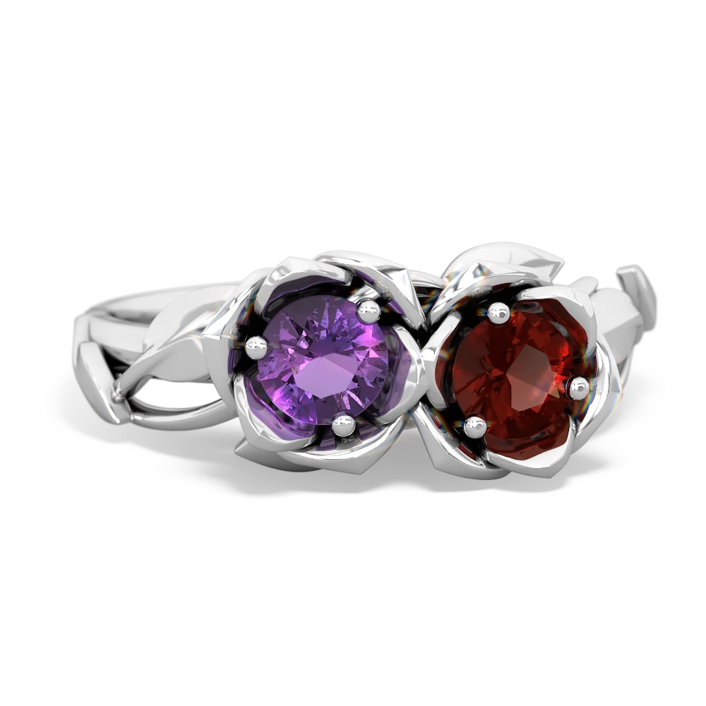 Amethyst Rose Garden 14K White Gold ring R5510