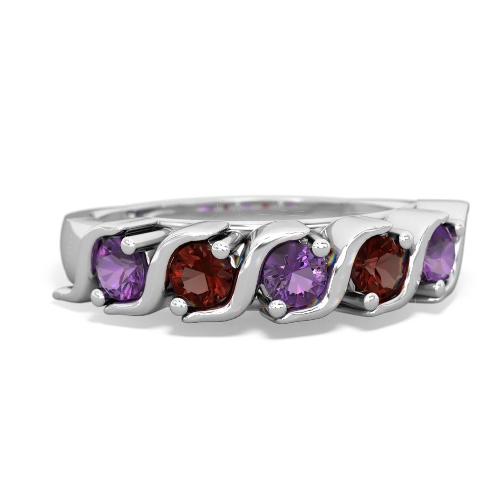 Amethyst Anniversary Band 14K White Gold ring R2089