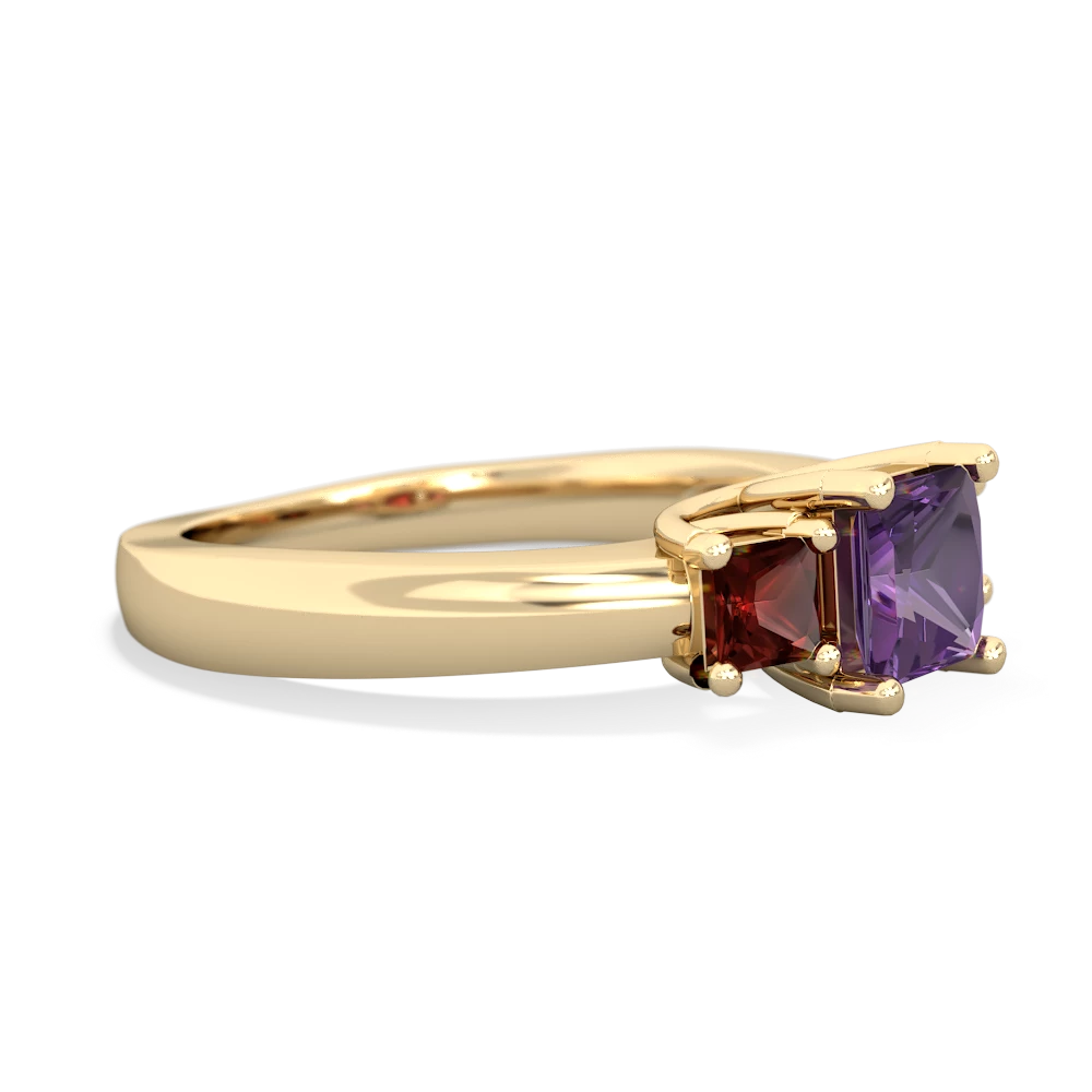 Amethyst Three Stone Trellis 14K Yellow Gold ring R4015
