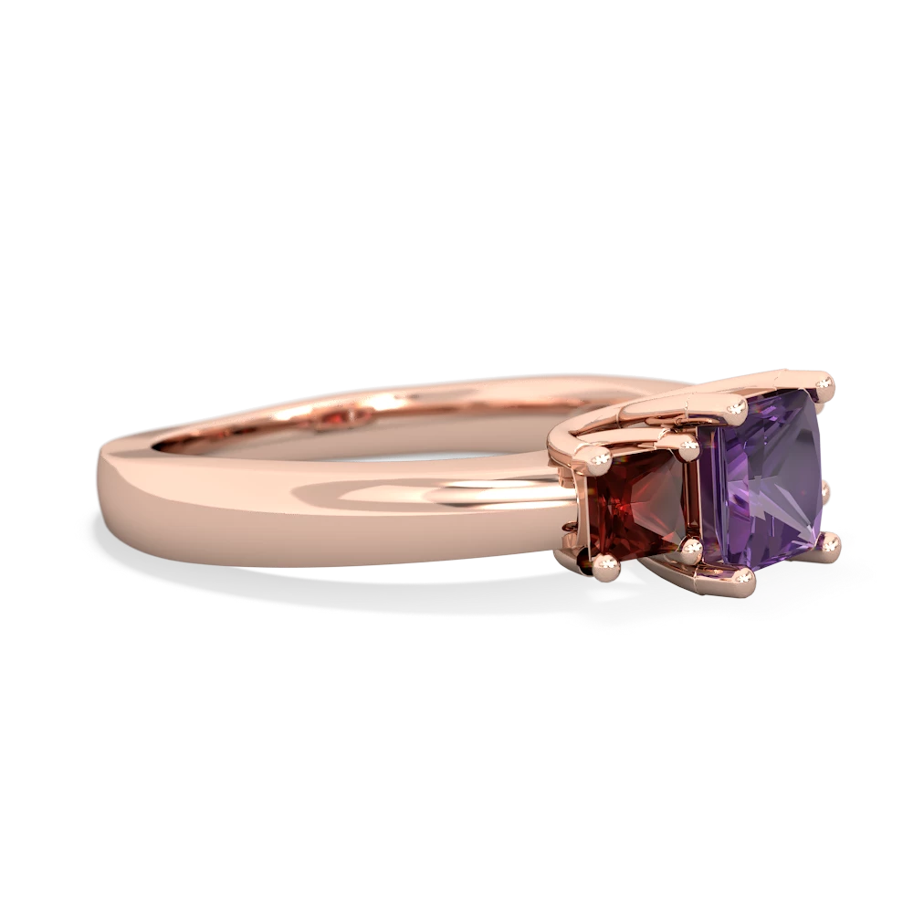 Amethyst Three Stone Trellis 14K Rose Gold ring R4015