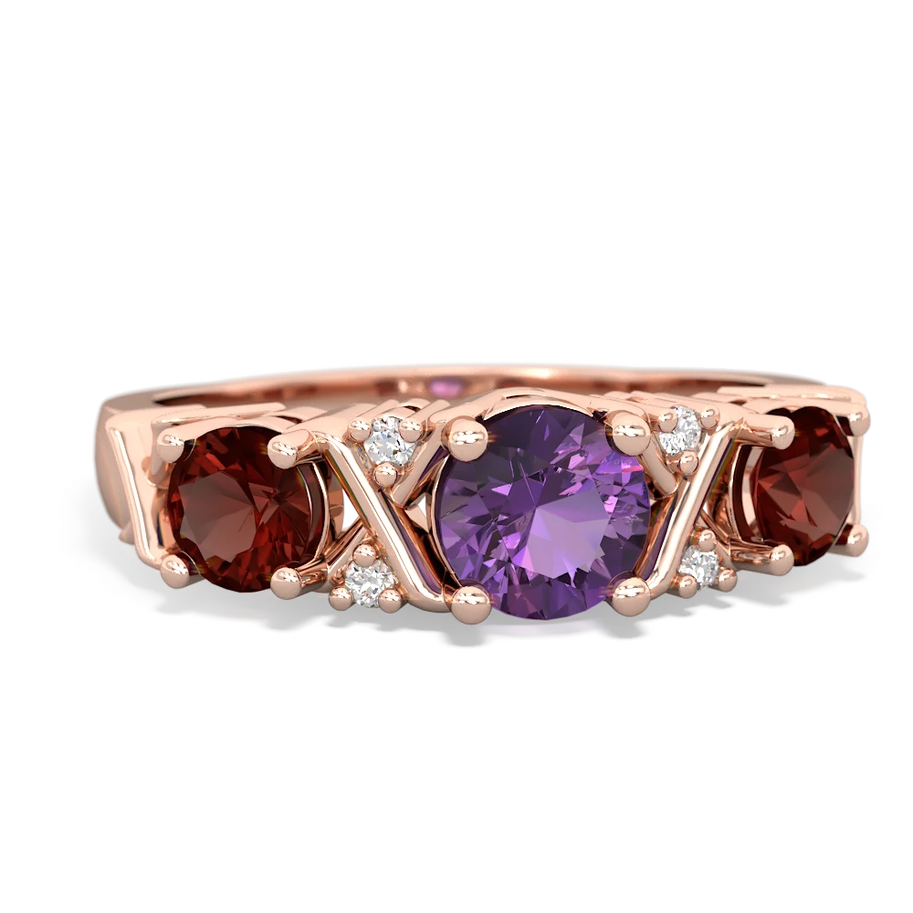 Amethyst Hugs And Kisses 14K Rose Gold ring R5016