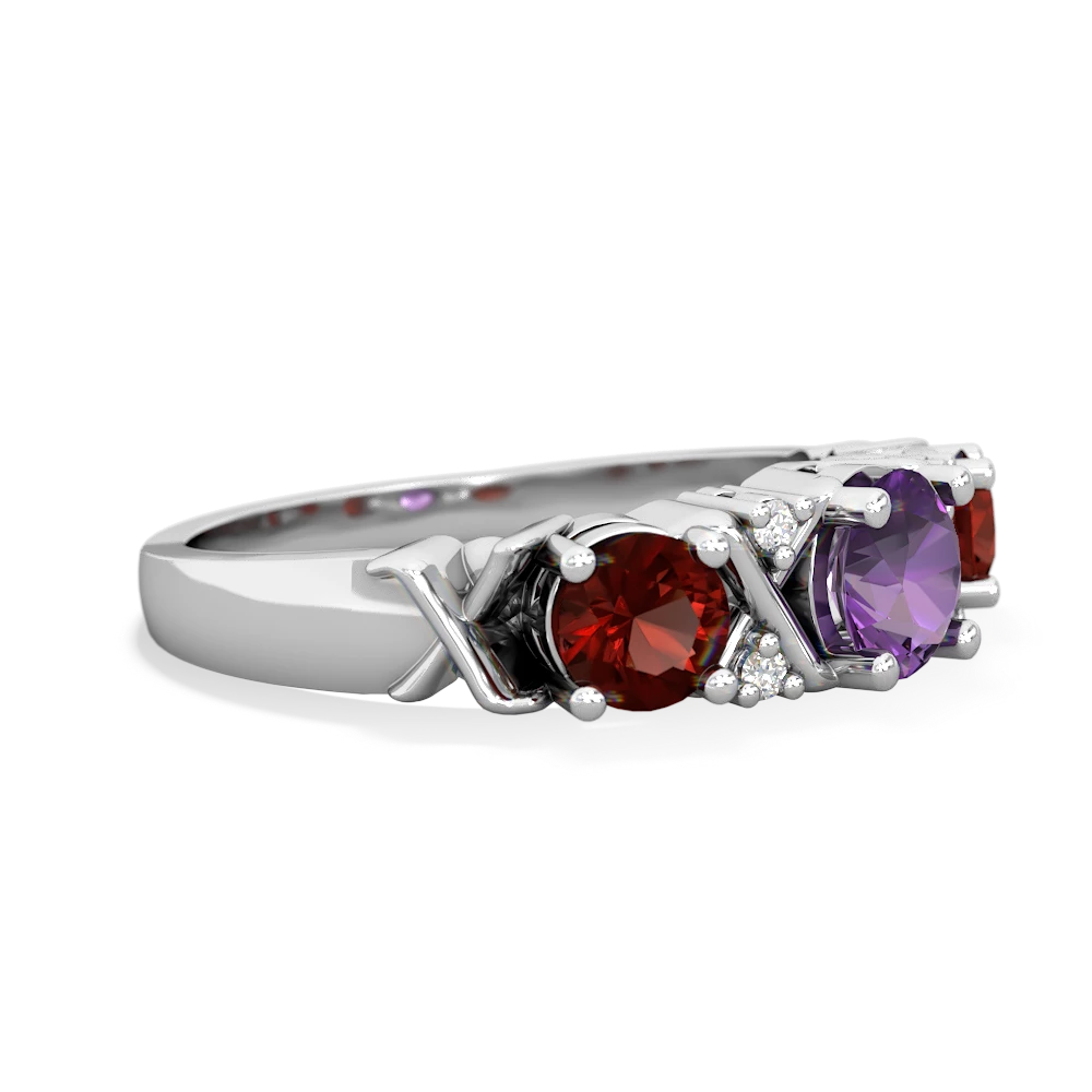 Amethyst Hugs And Kisses 14K White Gold ring R5016