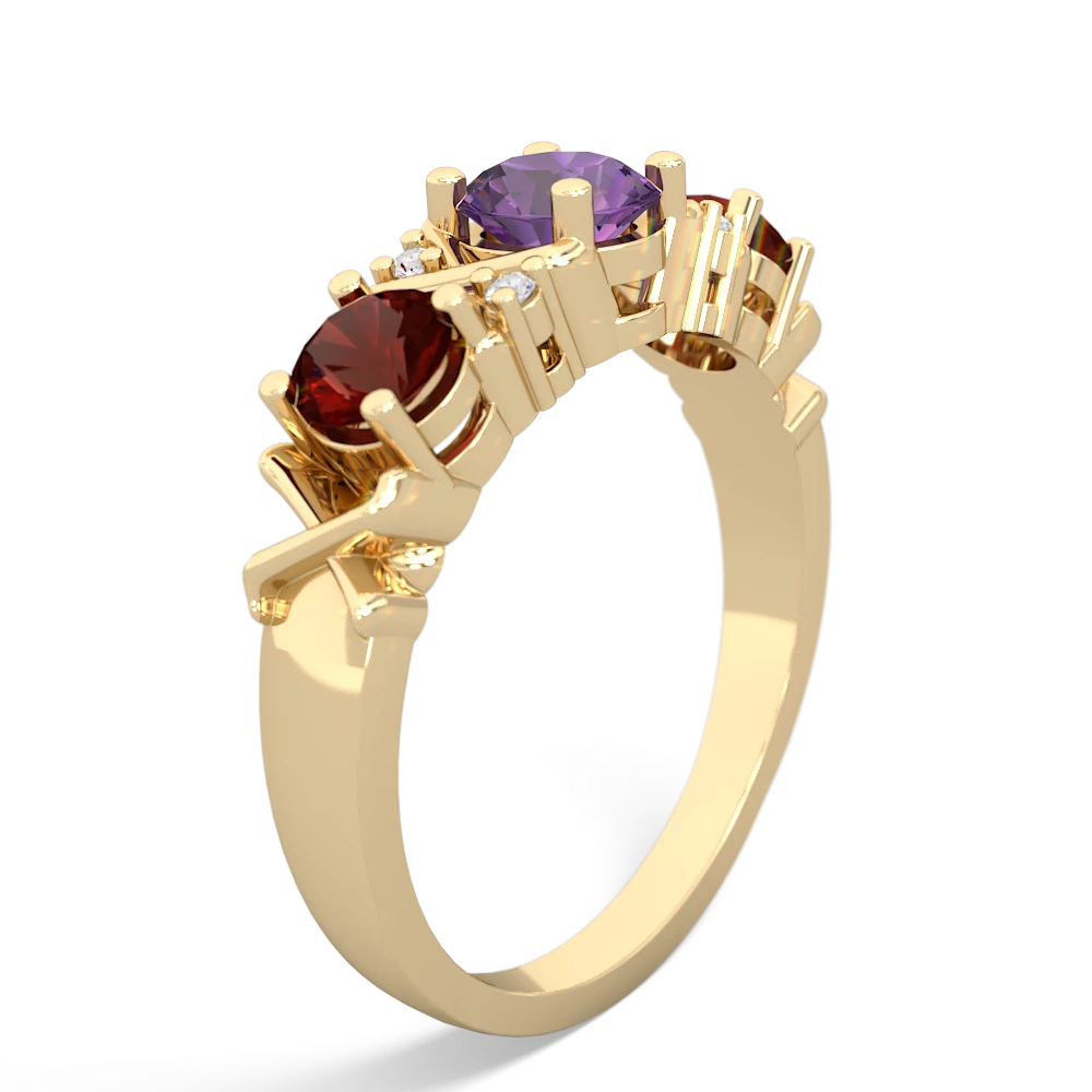 Amethyst Hugs And Kisses 14K Yellow Gold ring R5016