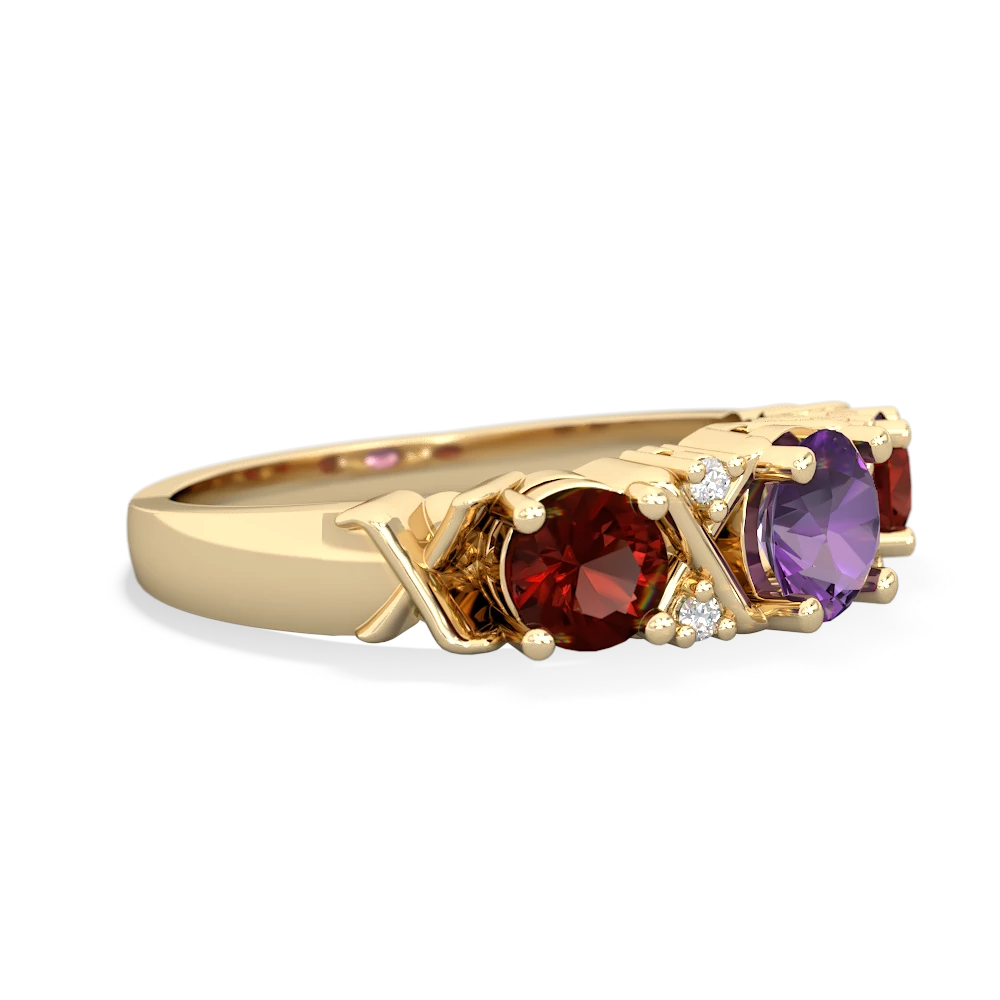 Amethyst Hugs And Kisses 14K Yellow Gold ring R5016