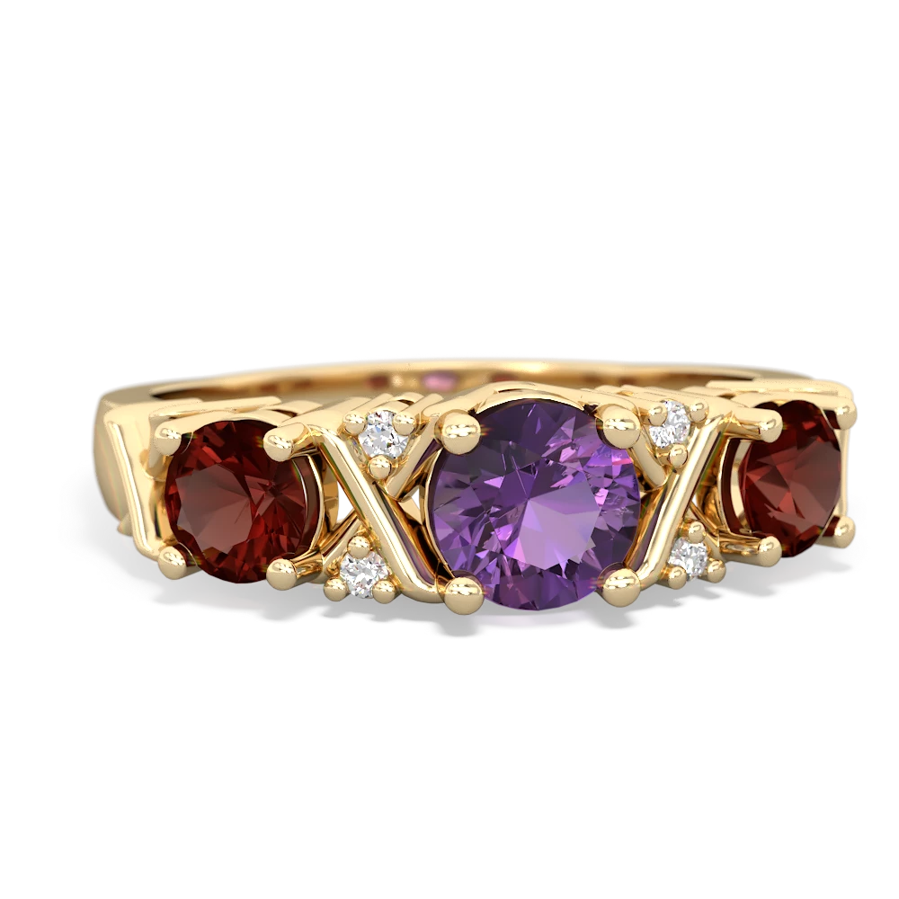 Amethyst Hugs And Kisses 14K Yellow Gold ring R5016