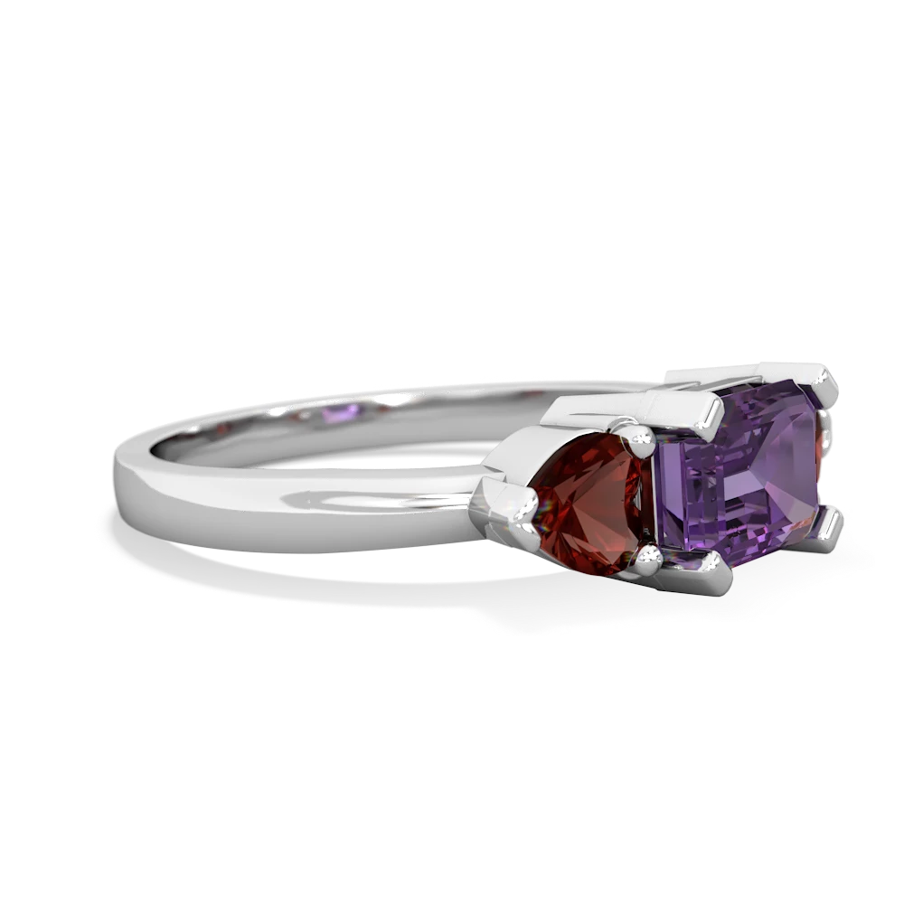 Amethyst Three Stone 14K White Gold ring R5235