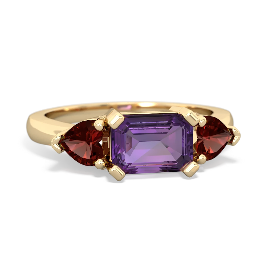 Amethyst Three Stone 14K Yellow Gold ring R5235