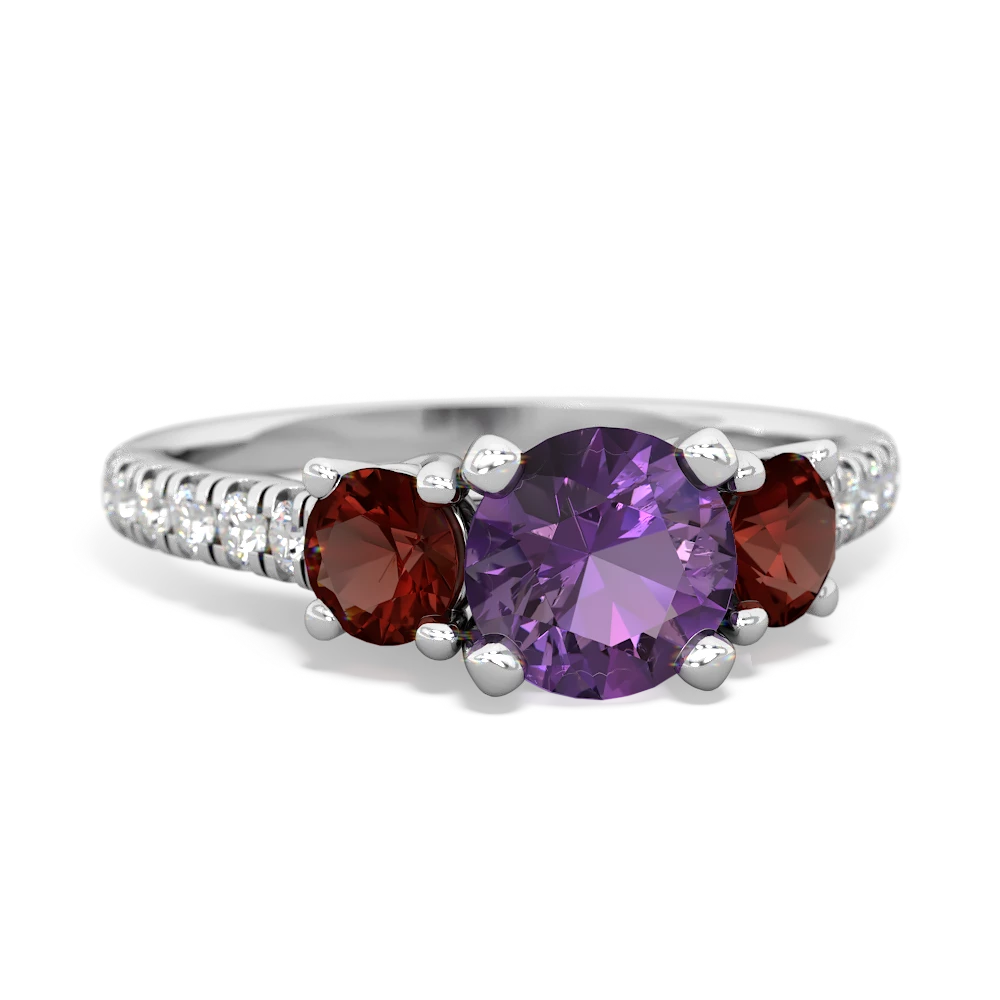 Amethyst Pave Trellis 14K White Gold ring R5500